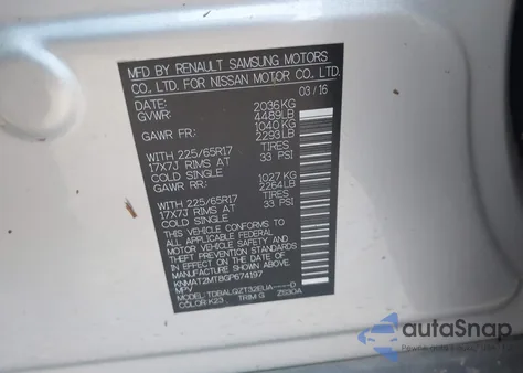 2016 Nissan Rogue Sv from USA, damaged, VIN KNMAT2MT8GP674197